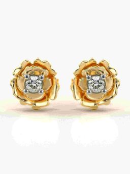 Valanova - Sterling Silver Plated with Yellow Gold and Certified Lab Grown Diamond 0.19 Cts Earrings