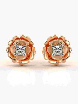Valanova - Sterling Silver Plated with Rose Gold and Certified Lab Grown Diamond 0.19 Cts Earrings