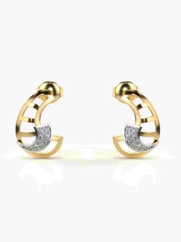 Valanova - Sterling Silver Plated with Yellow Gold and Certified Lab Grown Diamond 0.13 Cts Earrings