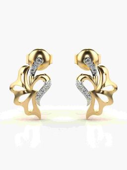 Valanova - Sterling Silver Plated with Yellow Gold and Certified Lab Grown Diamond 0.09 Cts Earrings