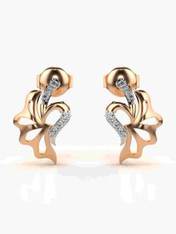 Valanova - Sterling Silver Plated with Rose Gold and Certified Lab Grown Diamond 0.09 Cts Earrings