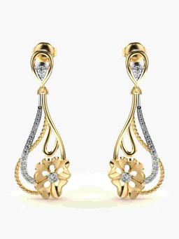 Valanova - Sterling Silver Plated with Yellow Gold and Certified Lab Grown Diamond 0.29 Cts Earrings
