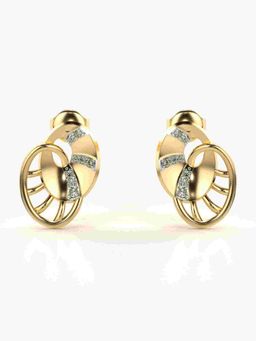 Valanova - Sterling Silver Plated with Yellow Gold and Certified Lab Grown Diamond 0.13 Cts Earrings