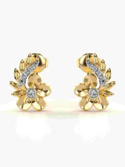 Valanova - Sterling Silver Plated with Yellow Gold and Certified Lab Grown Diamond 0.13 Cts Earrings