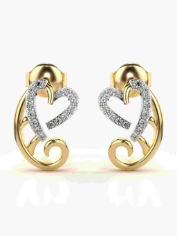 Valanova - Sterling Silver Plated with Yellow Gold and Certified Lab Grown Diamond 0.18 Cts Earrings