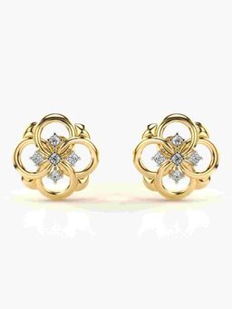 Valanova - Sterling Silver Plated with Yellow Gold and Certified Lab Grown Diamond 0.19 Cts Earrings