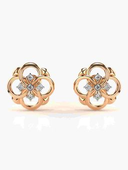 Valanova - Sterling Silver Plated with Rose Gold and Certified Lab Grown Diamond 0.19 Cts Earrings