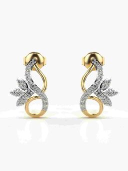 Valanova - Sterling Silver Plated with Yellow Gold and Certified Lab Grown Diamond 0.30 Cts Earrings