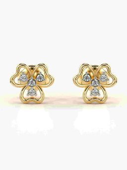 Valanova - Sterling Silver Plated with Yellow Gold and Certified Lab Grown Diamond 0.06 Cts Earrings