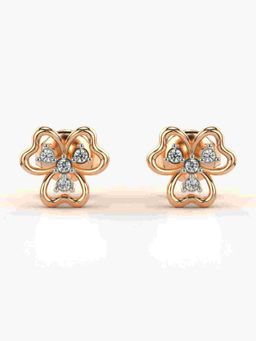 Valanova - Sterling Silver Plated with Rose Gold and Certified Lab Grown Diamond 0.06 Cts Earrings