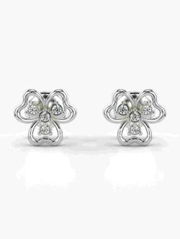 Valanova - Sterling Silver Plated with White Gold and Certified Lab Grown Diamond 0.06 Cts Earrings