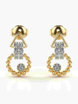 Valanova - Sterling Silver Plated with Yellow Gold and Certified Lab Grown Diamond 0.14 Cts Earrings