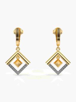 Valanova - Sterling Silver Plated with Yellow Gold and Certified Lab Grown Diamond 0.17 Cts Earrings