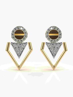 Valanova - Sterling Silver Plated with Yellow Gold and Certified Lab Grown Diamond 0.32 Cts Earrings