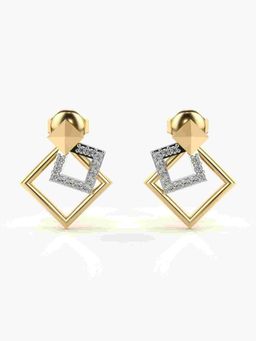 Valanova - Sterling Silver Plated with Yellow Gold and Certified Lab Grown Diamond 0.17 Cts Earrings