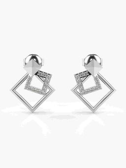 Valanova - Sterling Silver Plated with White Gold and Certified Lab Grown Diamond 0.17 Cts Earrings