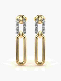 Valanova - Sterling Silver Plated with Yellow Gold and Certified Lab Grown Diamond 0.17 Cts Earrings