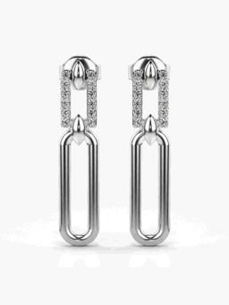 Valanova - Sterling Silver Plated with White Gold and Certified Lab Grown Diamond 0.17 Cts Earrings
