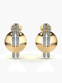 Valanova - Sterling Silver Plated with Yellow Gold and Certified Lab Grown Diamond 0.27 Cts Earrings