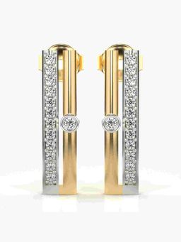 Valanova - Sterling Silver Plated with Yellow Gold and Certified Lab Grown Diamond 0.21 Cts Earrings