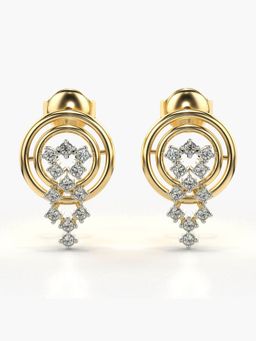 Valanova - Sterling Silver Plated with Yellow Gold and Certified Lab Grown Diamond 0.18 Cts Earrings