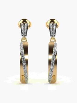 Valanova - Sterling Silver Plated with Yellow Gold and Certified Lab Grown Diamond 0.24 Cts Earrings