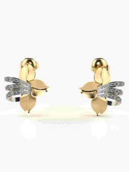 Valanova - Sterling Silver Plated with Yellow Gold and Certified Lab Grown Diamond 0.26 Cts Earrings