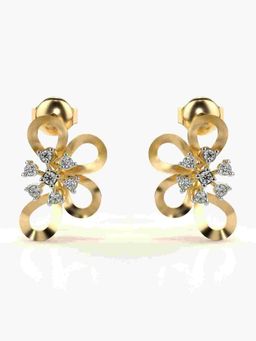 Valanova - Sterling Silver Plated with Yellow Gold and Certified Lab Grown Diamond 0.17 Cts Earrings