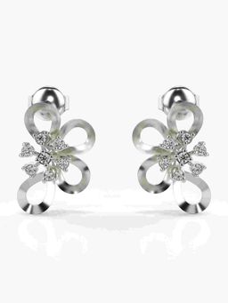 Valanova - Sterling Silver Plated with White Gold and Certified Lab Grown Diamond 0.17 Cts Earrings