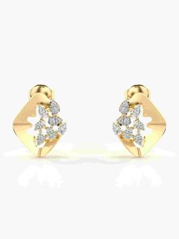 Valanova - Sterling Silver Plated with Yellow Gold and Certified Lab Grown Diamond 0.20 Cts Earrings