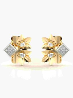 Valanova - Sterling Silver Plated with Yellow Gold and Certified Lab Grown Diamond 0.17 Cts Earrings