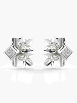 Valanova - Sterling Silver Plated with White Gold and Certified Lab Grown Diamond 0.17 Cts Earrings