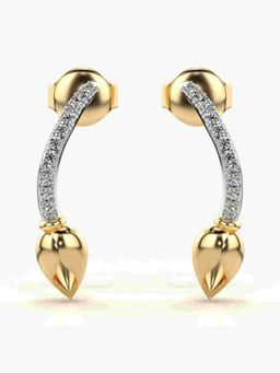 Valanova - Sterling Silver Plated with Yellow Gold and Certified Lab Grown Diamond 0.13 Cts Earrings
