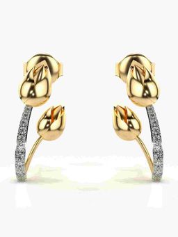 Valanova - Sterling Silver Plated with Yellow Gold and Certified Lab Grown Diamond 0.13 Cts Earrings