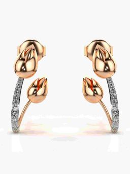 Valanova - Sterling Silver Plated with Rose Gold and Certified Lab Grown Diamond 0.13 Cts Earrings