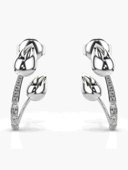 Valanova - Sterling Silver Plated with White Gold and Certified Lab Grown Diamond 0.13 Cts Earrings