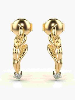 Valanova - Sterling Silver Plated with Yellow Gold and Certified Lab Grown Diamond 0.04 Cts Earrings