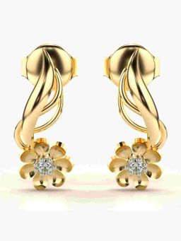 Valanova - Sterling Silver Plated with Yellow Gold and Certified Lab Grown Diamond 0.04 Cts Earrings