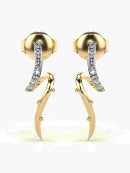 Valanova - Sterling Silver Plated with Yellow Gold and Certified Lab Grown Diamond 0.09 Cts Earrings
