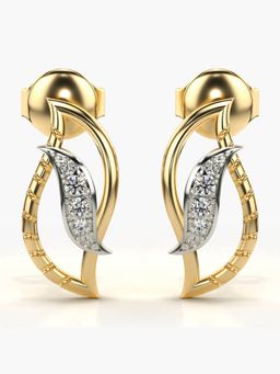 Valanova - Sterling Silver Plated with Yellow Gold and Certified Lab Grown Diamond 0.07 Cts Earrings