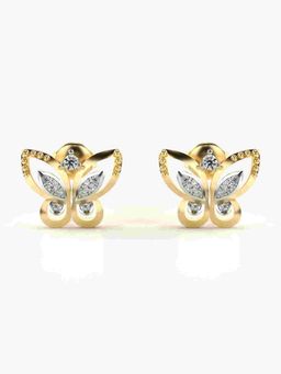 Valanova - Sterling Silver Plated with Yellow Gold and Certified Lab Grown Diamond 0.17 Cts Earrings