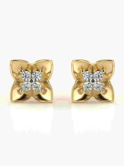 Valanova - Sterling Silver Plated with Yellow Gold and Certified Lab Grown Diamond 0.32 Cts Earrings