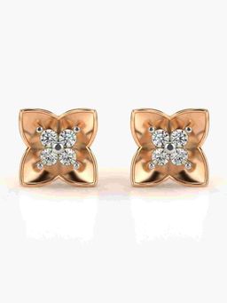 Valanova - Sterling Silver Plated with Rose Gold and Certified Lab Grown Diamond 0.32 Cts Earrings