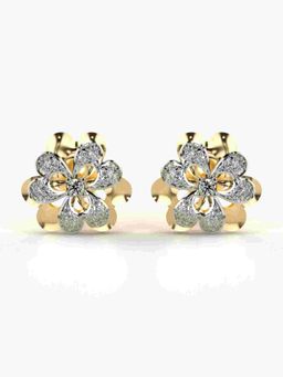 Valanova - Sterling Silver Plated with Yellow Gold and Certified Lab Grown Diamond 0.26 Cts Earrings