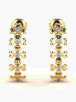 Valanova - Sterling Silver Plated with Yellow Gold and Certified Lab Grown Diamond 0.12 Cts Earrings