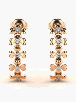 Valanova - Sterling Silver Plated with Rose Gold and Certified Lab Grown Diamond 0.12 Cts Earrings