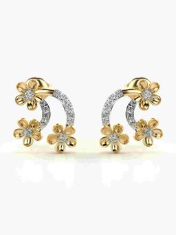 Valanova - Sterling Silver Plated with Yellow Gold and Certified Lab Grown Diamond 0.27 Cts Earrings