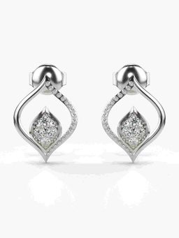 Valanova - Sterling Silver Plated with White Gold and Certified Lab Grown Diamond 0.18 Cts Earrings