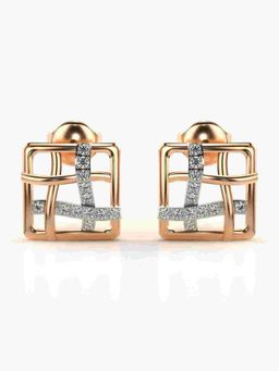 Valanova - Sterling Silver Plated with Rose Gold and Certified Lab Grown Diamond 0.17 Cts Earrings