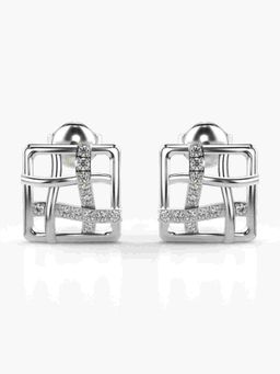 Valanova - Sterling Silver Plated with White Gold and Certified Lab Grown Diamond 0.17 Cts Earrings